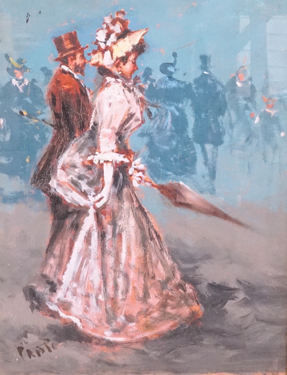Italian School, oil on canvas, Elegant Edwardians, signed, 43 x 34cm